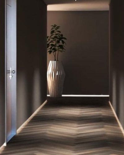 O rodapé invertido segue a mais nova tendencia de arquitetura de interiores. Foto: Site LHD Perfis